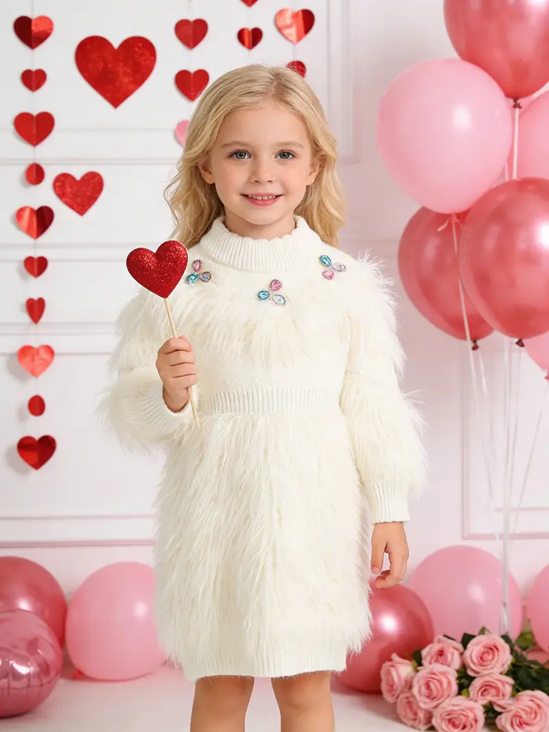 girls ribbed long sleeve plush dress christmas party outfit - Temu Oman girls ribbed long sleeve plush dress christmas party outfit - Temu Oman