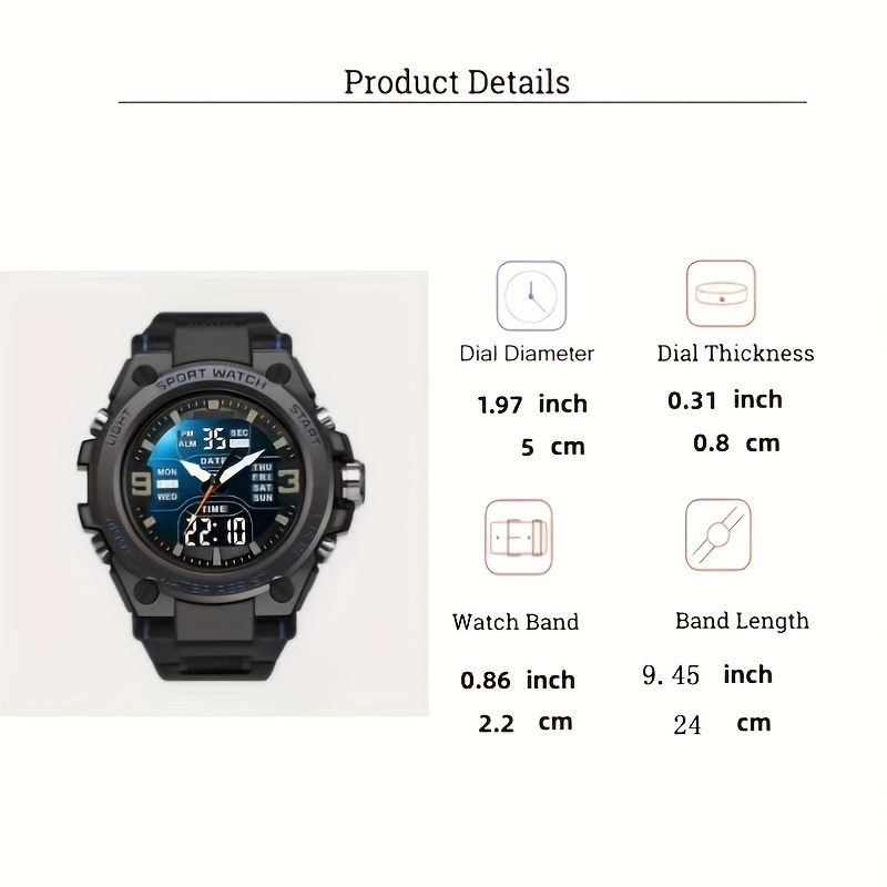 New Multi-Function Sports Watch with Dual Display, Luminous Electronic Quartz Alarm Clock, Stylish Digital Watch
