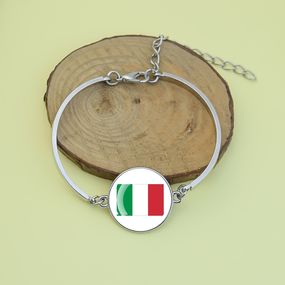 TEMU Bracelet ajustable avec motif du drapeau italien, parfait pour les bijoux de mode féminine, le port et accessoire cadeau tendance