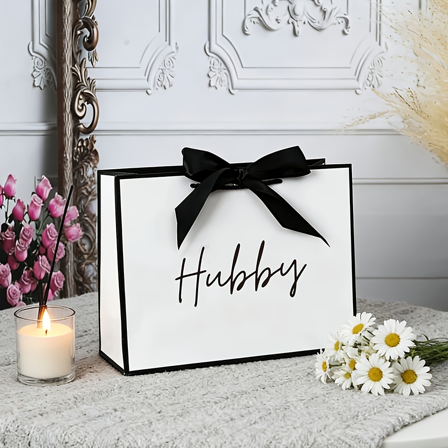 TEMU Gift For Her/him Foldable Paper Gift Bag (with Ribbon) - Lightweight Foldable Tote Bag, Suitable For Birthdays, Weddings, And Other Occasions -