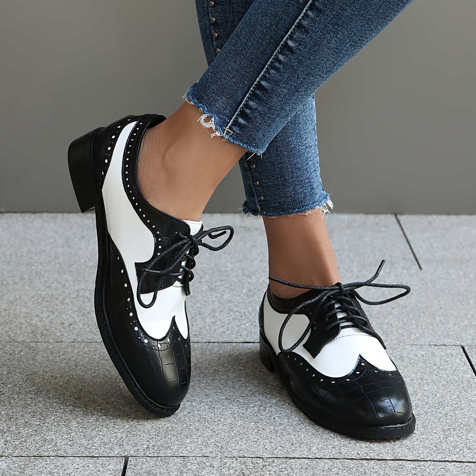 zapatillas cuero mujer estilo vintage diseño brogue Temu Ecuador