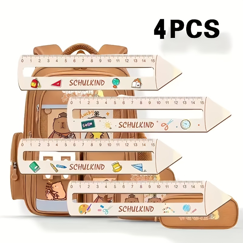 4pcs Graduation Season Soccer Wooden Rulers, Reading Aids With 4 Different Patterns, Handcrafted, Back-to-school Gift, Perfect School Gift