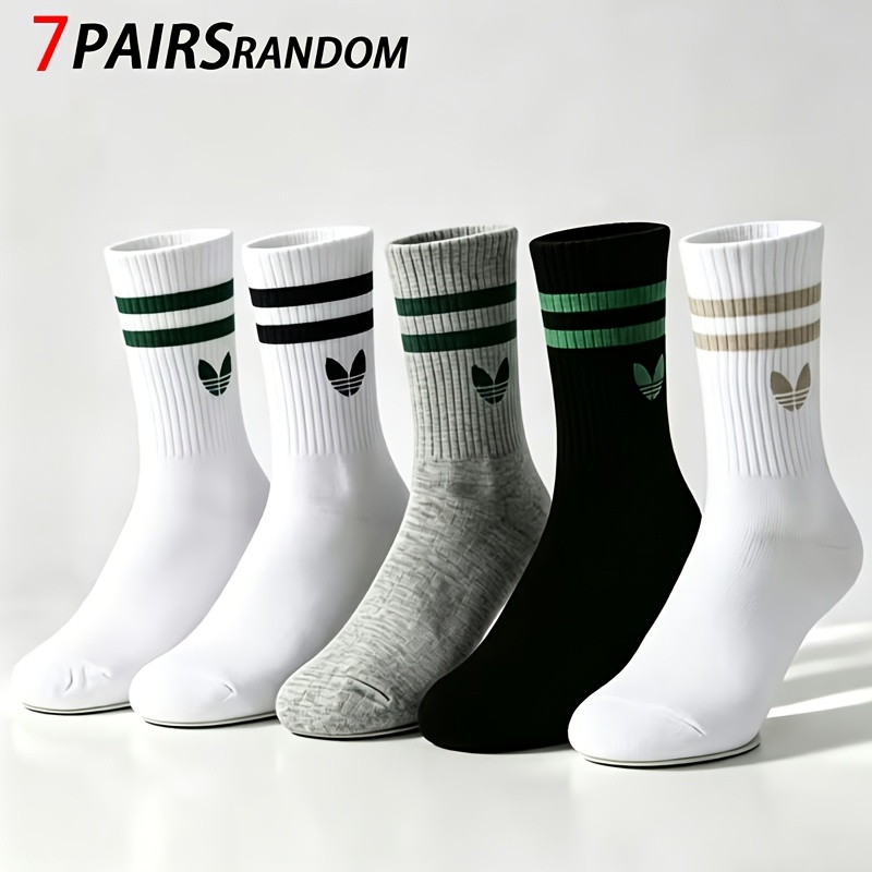 TEMU Calzado de 7 para , calcetines deportivos casuales de moda para , versátiles, a rayas, negros y blancos, calcetines de media caña para todas
