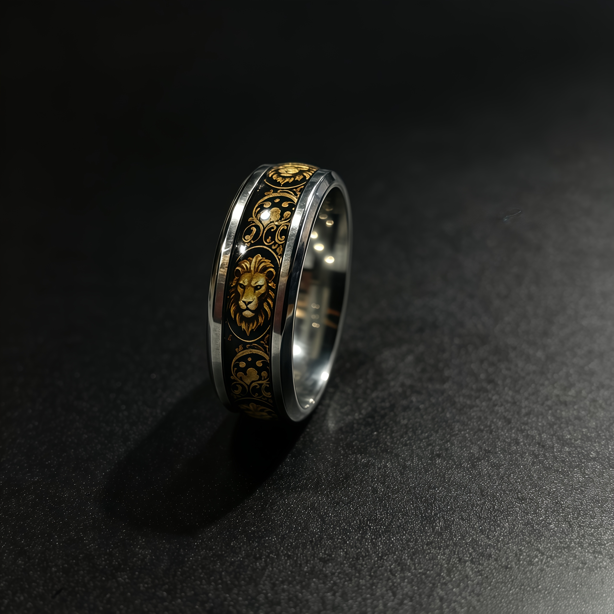 TEMU Retro Baroque Style 304l 304l Stainless Steel Ring, Design, Classic 304l 304l Stainless 304l Stainless Material, Suitable For Teenager And