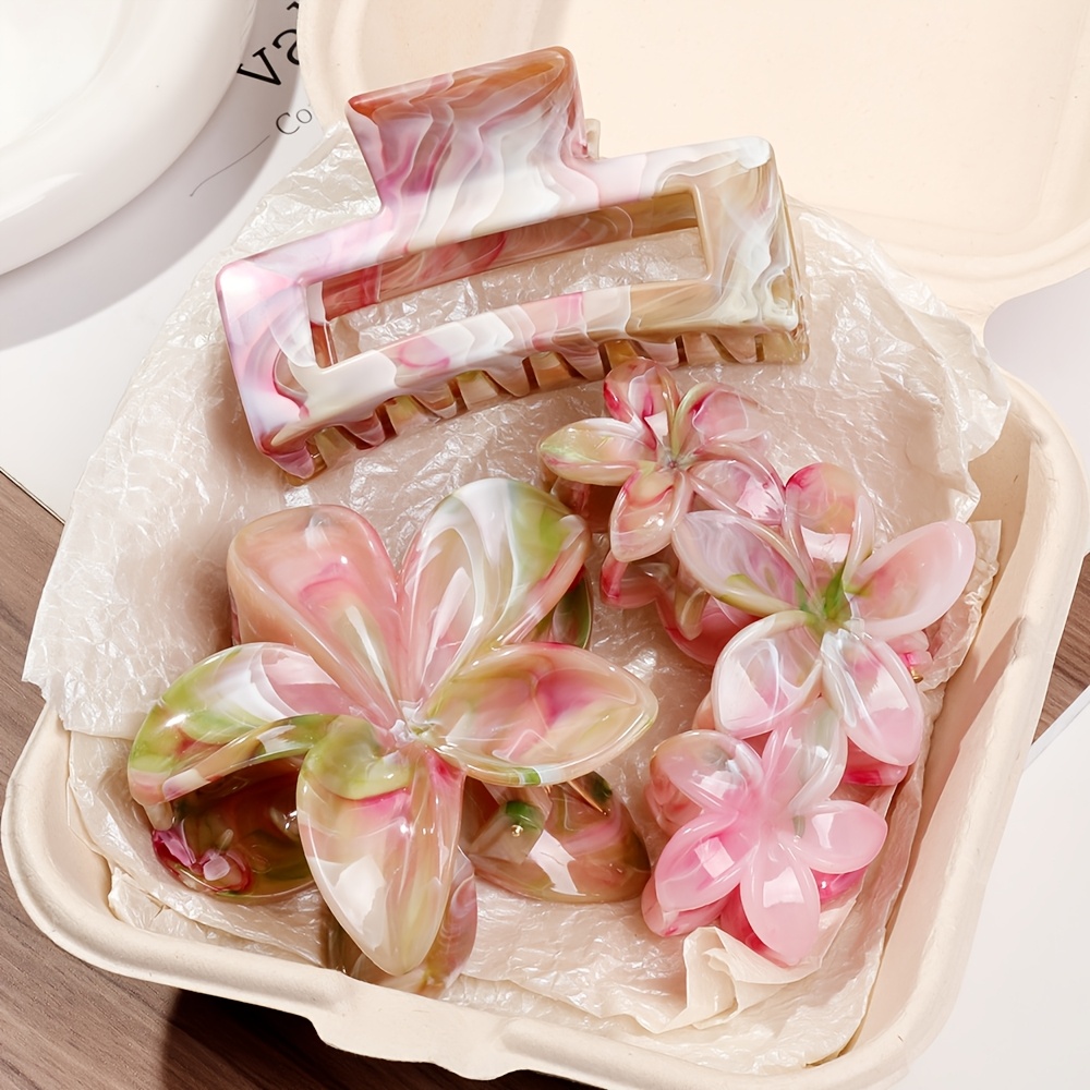 3pcs smudged floral jacaranda hair claw clip set high end - Temu