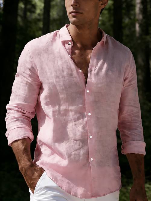 mens solid color lapel button long sleeve shirt soft breathable island versatile for daily texture casual stylish outfit multiple colors ideal gift for boyfriend husband