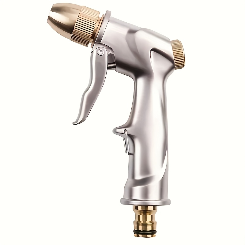1pc Copper-plated Aluminum Alloy Matte Electroplated High-pressure Water Gun For Home Washing And Garden Watering