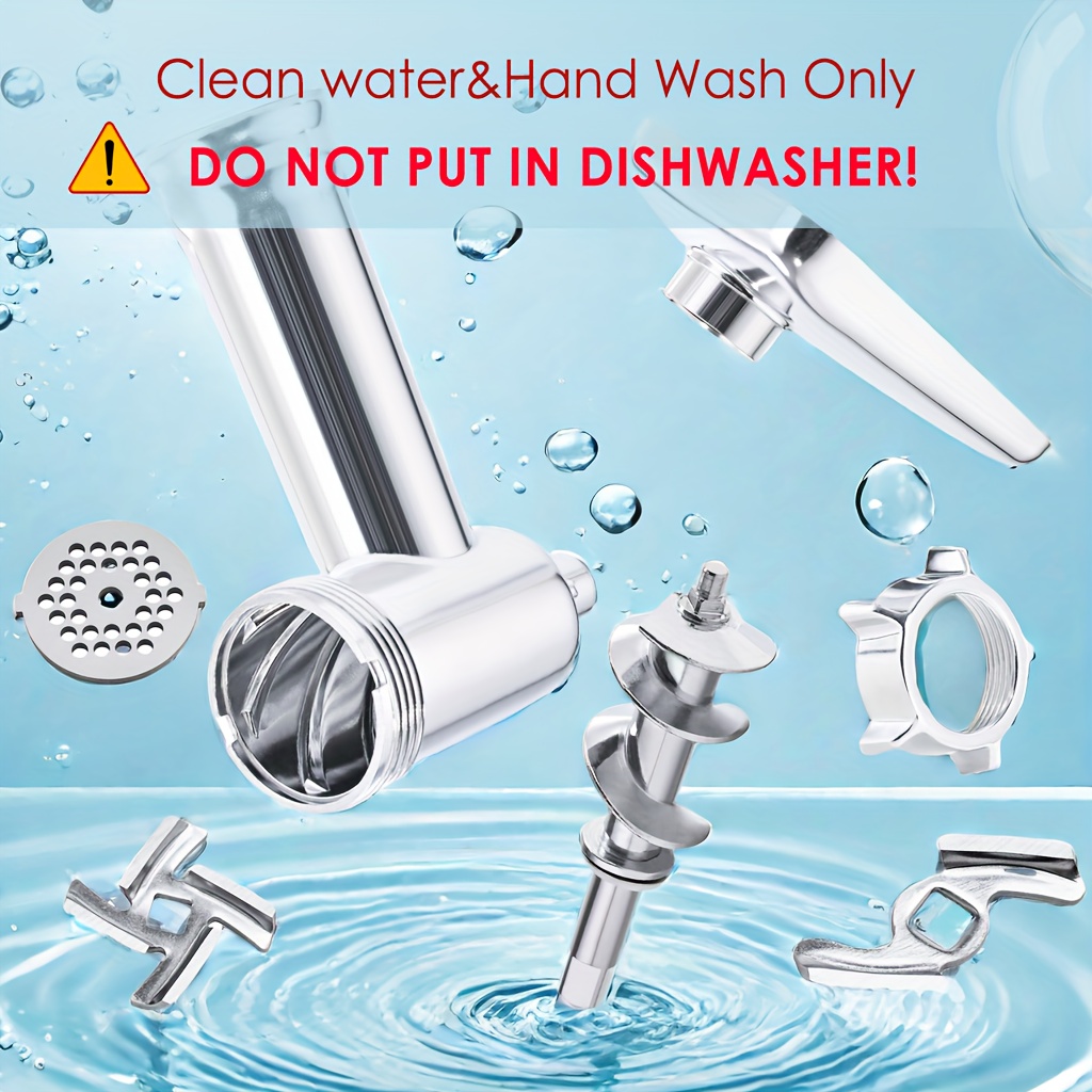 compatible for stand mixers meat grinder attachment with 4 grinding plates 2 sausage stuffer tubes heavy duty stainless compatible with ka mixers attachment only ideal for small business Product details 1