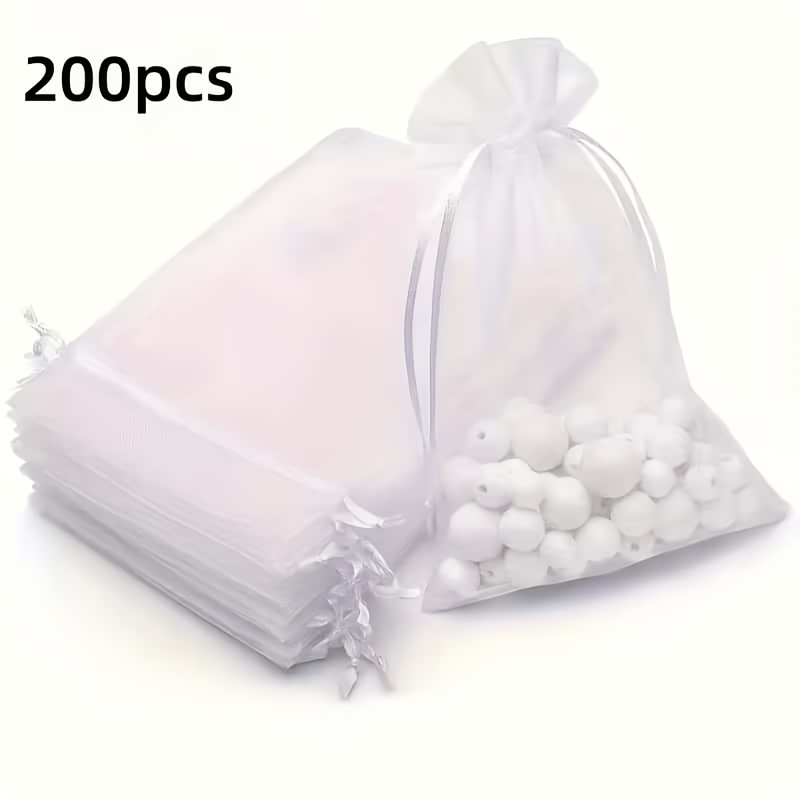 TEMU Gift For Her/him 200-count 2.76 X 3.54 Inches (7 X 9 Cm) Organza Gift Bags, Suitable For Jewelry Party Wedding Gifts, Premium Tulle Drawstring