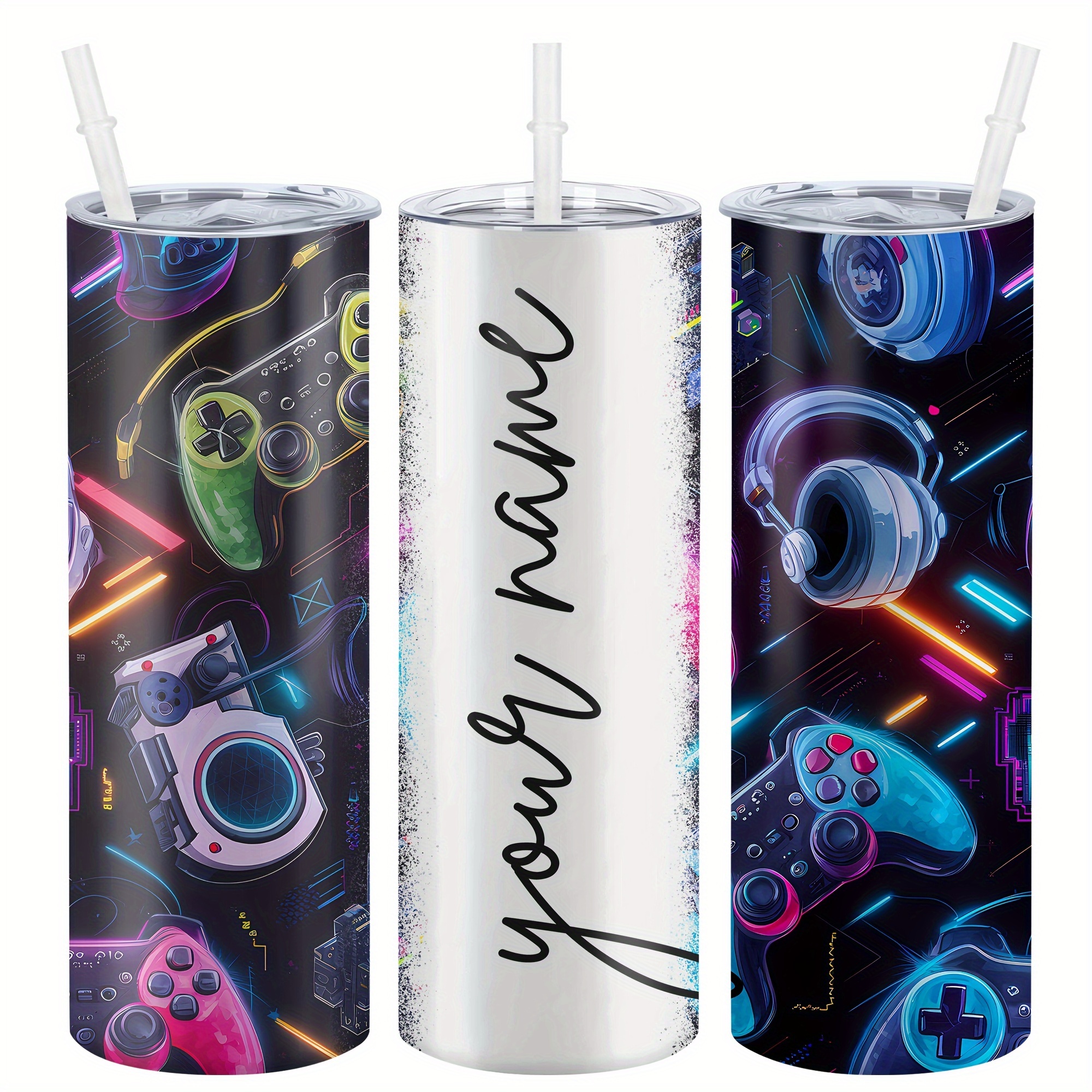 

1pc Customizable 20oz Stainless Steel Gamer With Lid - Vibrant Video Game Theme, Insulated Water Bottle, Reusable, Ideal For All & , Great Valentine's Day & Holiday Gift