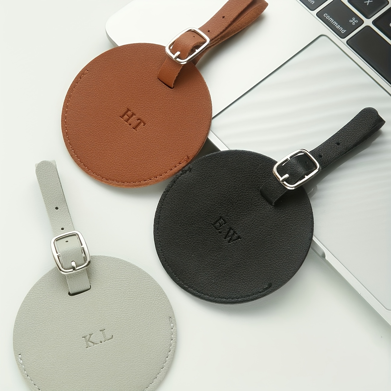 Personalized Round Luggage Tag with Initial, Custom Travel Accessory