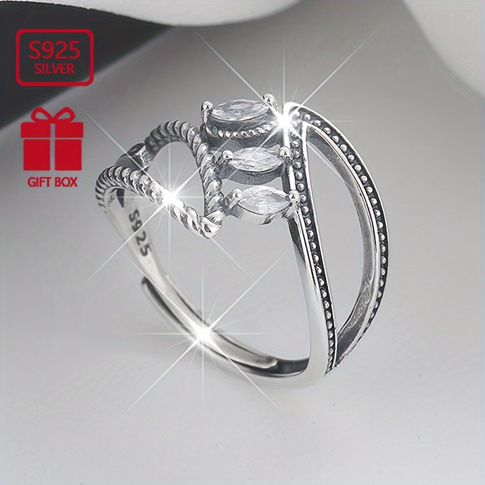 

Bague large et tendance en argent sterling 925 pour femme avec motif géométrique et pierres en synthétique - Parfaite pour un et les de cadeaux