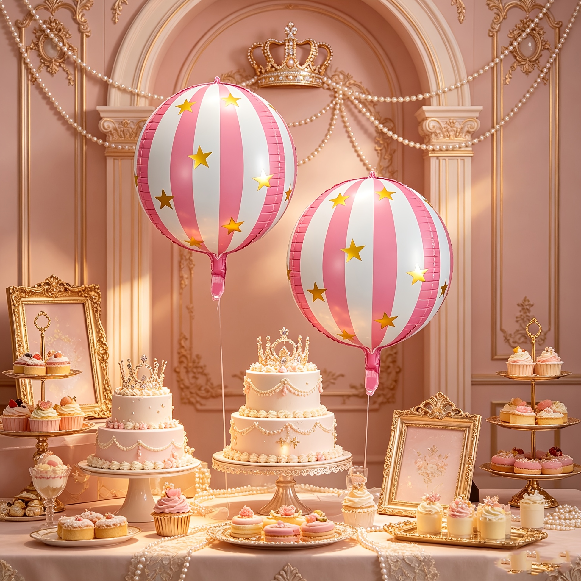TEMU Globos de lámina redondos rosa 4D, 2 piezas, 55.88 cm, duraderos, perfectos para fondos de , fiestas, y decoraciones de con temática de princesa