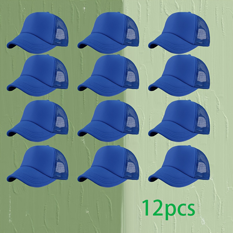 12pcs Custom DIY Pattern Printed Mesh Baseball Caps, Fashionable Style