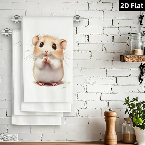 / /4 st schattige hamster theedoeken geschikt voor koken, , vaatdoeken & handdoeken - superzachte zeer absorberende keukenhanddoek met hamsterprint, geschikt als decor voor schuursponzen, thanksgiving-cadeaus voor hamsterliefhebbers