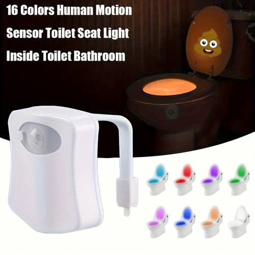 2025 16 color led induction toilet night light with infrared sensing automatic on off battery powered wall mounted design