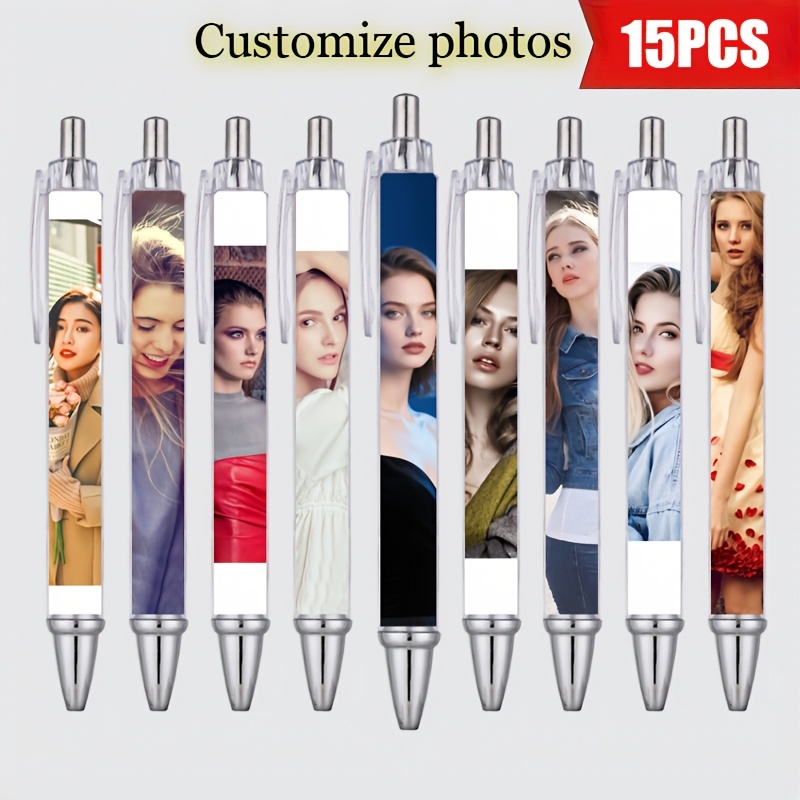 TEMU 15pcs Personalized Custom Photo, Customizable With Your Favorite Photos, Patterns, Or Advertisements. Press-type Gel Pens Feature Smooth,