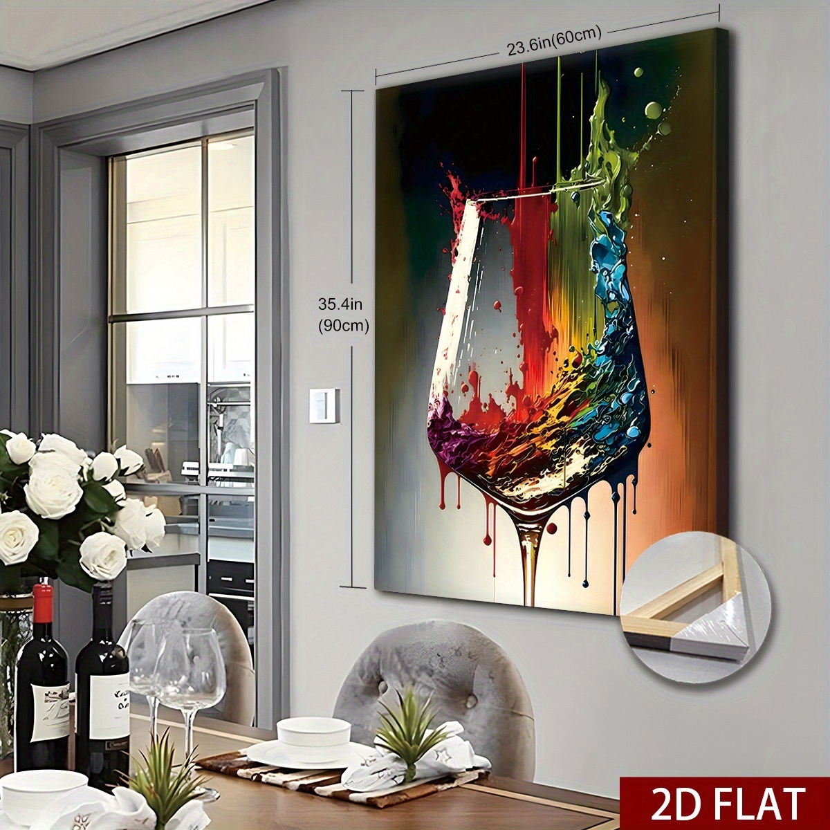 2d flat 2d flat extra large canvas wall art with a wooden frame featuring a vibrant glass painting print ideal for   decoration abstract wall decor and gifts   kitchen walls and   ready to hang