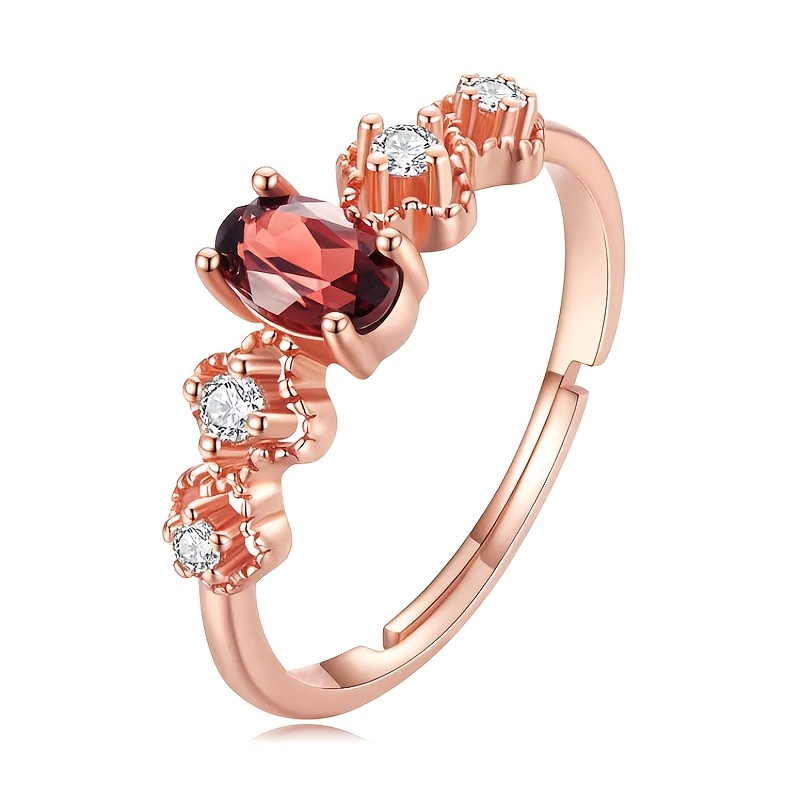 TEMU 1pc Pure Copper Rose Golden Inlaid Synthetic Zirconia Ring, Light Luxury Niche Ring, High-end Retro Elegant Temperament Women's Ring, Suitable