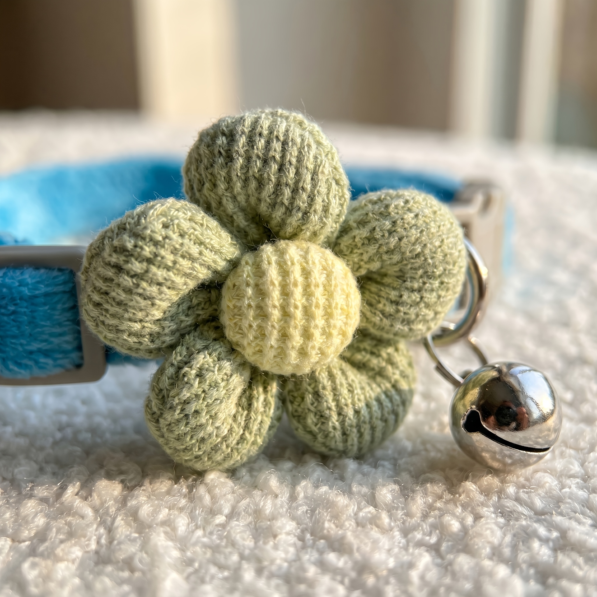 2pcs Knitted Flower Pet Collar and Leash Set