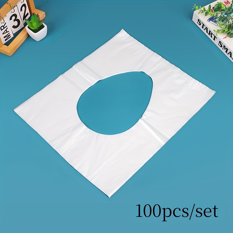 TEMU 100pcs Disposable Toilet Seat Covers - Waterproof, Easy-clean Travel Bathroom Accessories For Hygiene, Disposable Toilet Protection | Easy Application | Seat Protector, Toilet Accessories