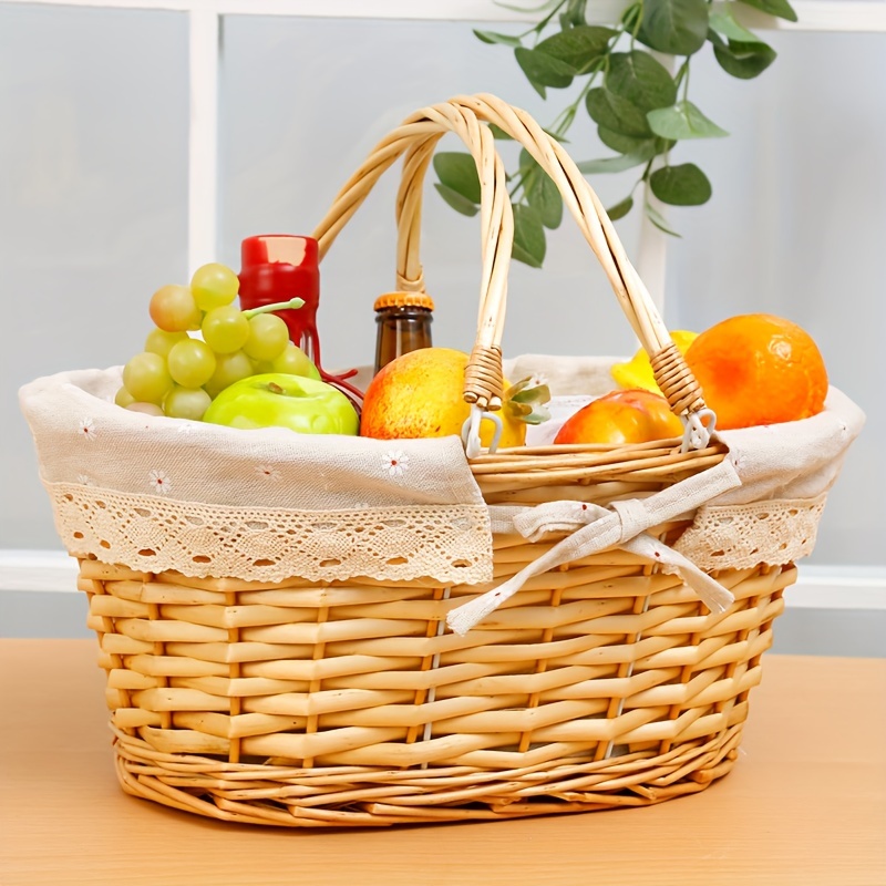 Straw Rattan Wicker Bread Basket Wicker Fruit Baskets Willow - Temu