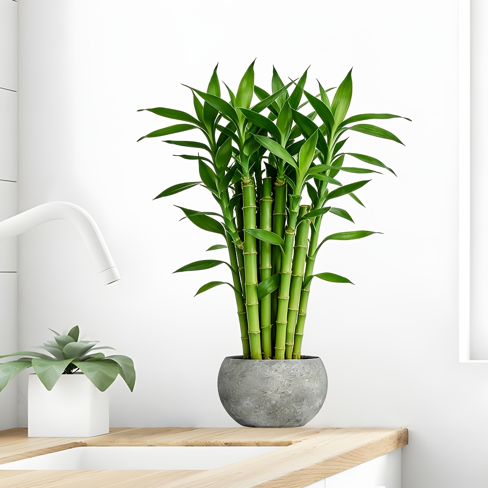 Image of 1pc 29*40cm Artificial Bamboo Wall Sticker, Self-adhesive Waterproof Green Plant Decal, Creative Decorative Sticker For Living Room, Bedroom, And Entryway Wall