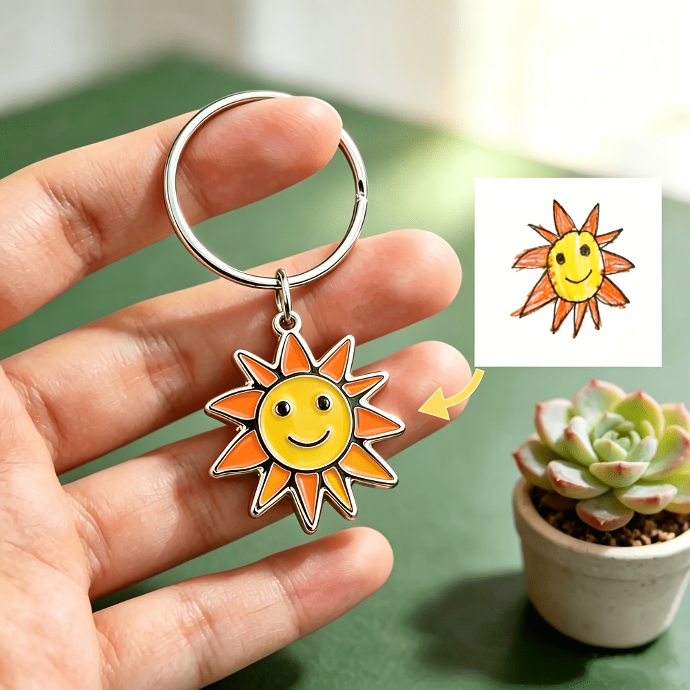 TEMU Llavero con foto y pintura personalizada, llavero con obra de arte personalizada, llavero con colgante de de dibujos animados, regalo de joyería