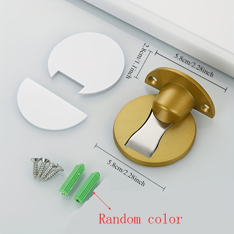 TEMU 2pcs Random Adjustable Door Stops - Magnetic, No-drill, Floor Mounted, Matte End, Perfect For Bedroom And Bathroom Doors, Door Protection |