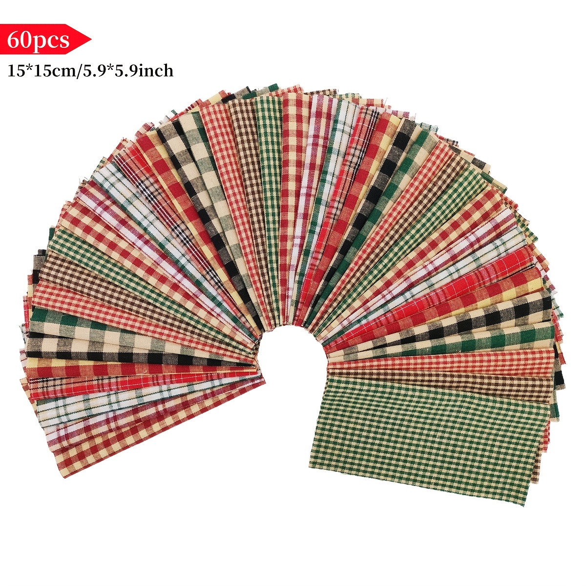 TEMU Ensemble de tissu à carreaux rétro de 60 pièces, taille 5,9 x 5,9 pouces, tissu prédécoupé à assembler à , matériau de literie de haute qualité