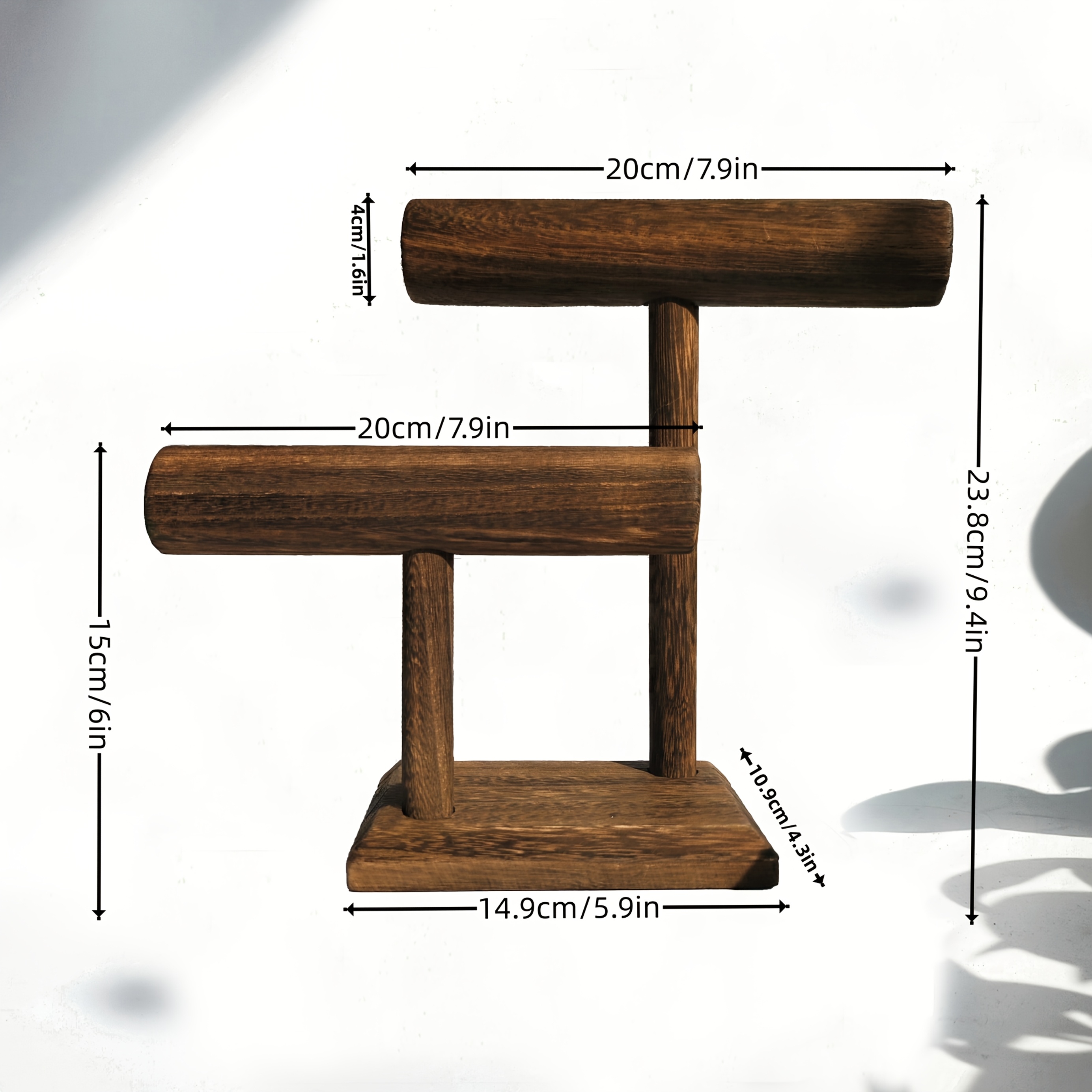 TEMU Wooden Display Jewelry Accessory Stand Jewelry Bracelet Holder Bangle Watch Necklace Storage Jewelry Holder Stand Display Organizer, Brown
