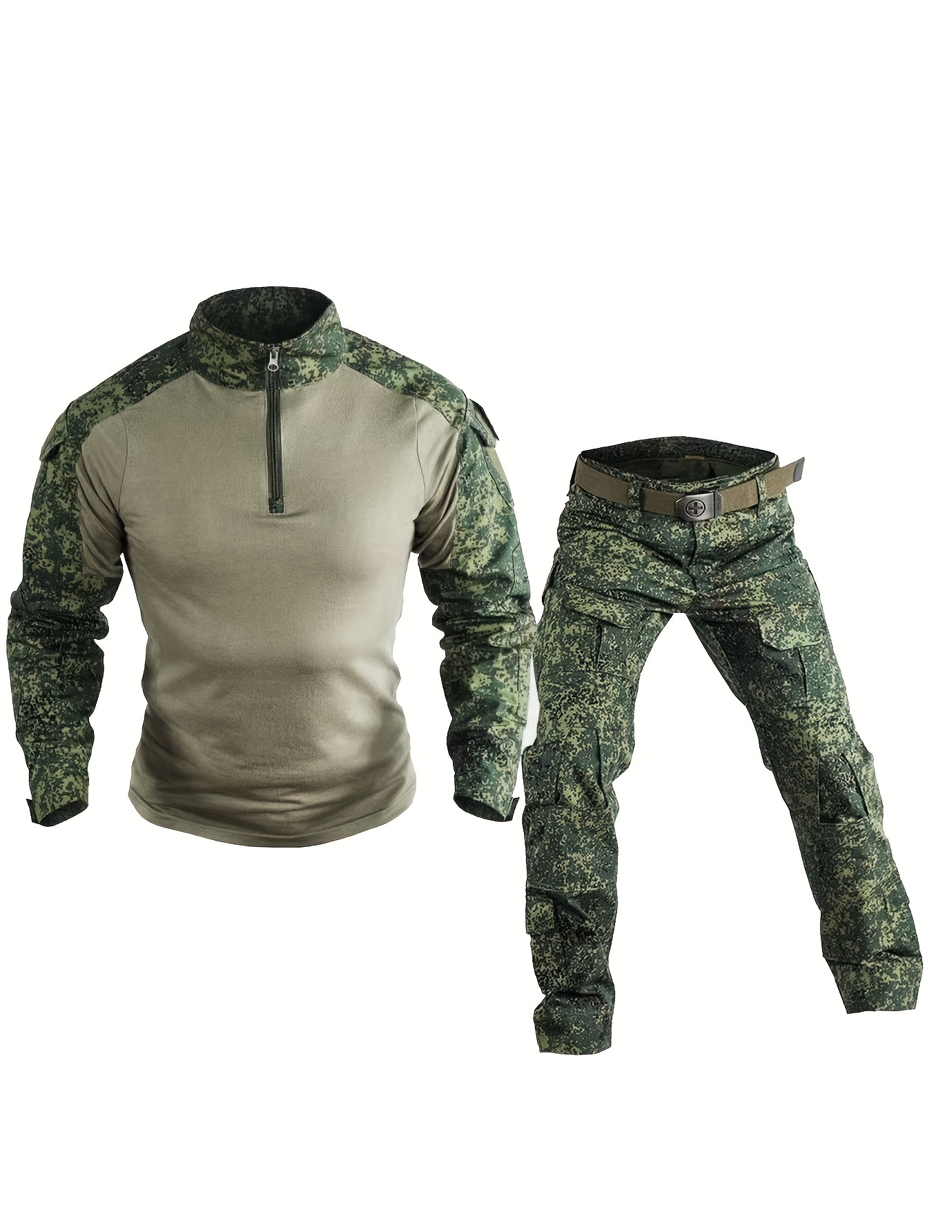 Temu Camo Pattern Men's Outdoor Tactical Pants, Wear-resistant Sports Pants, Workout Pants with Multi-Pocket, Hiking, Hunting, Climbing, Camping