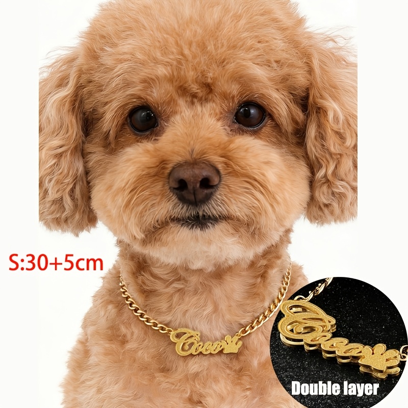 TEMU カスタムネームネックレス 太字フォント 太めチェーン 犬・猫用 名入れステンレススチール製ペットタグペンダントネックレスギフト