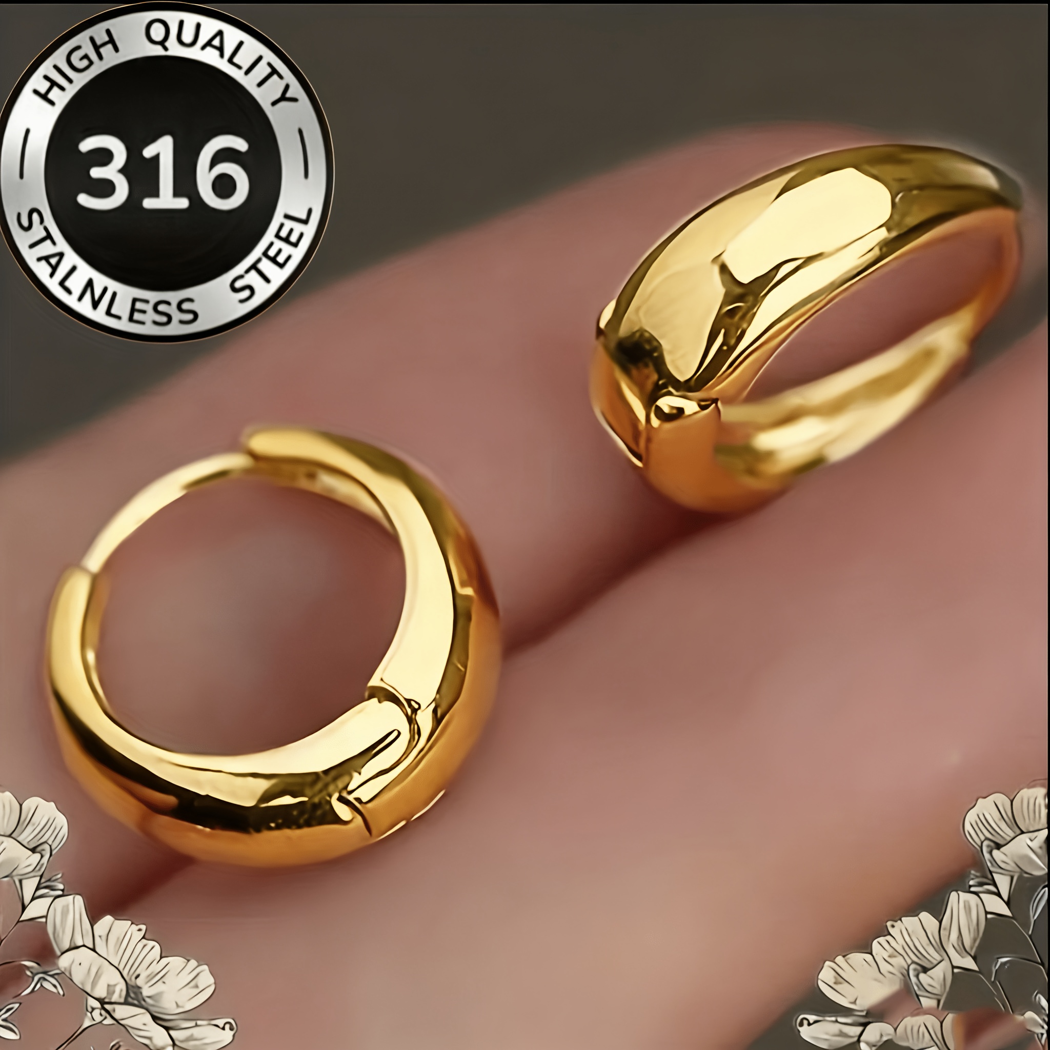 TEMU Un par de exquisitos aros lisos y lisos de acero inoxidable 316, elegantes y clásicos, hipoalergénicos. aretes elegantes y versátiles son