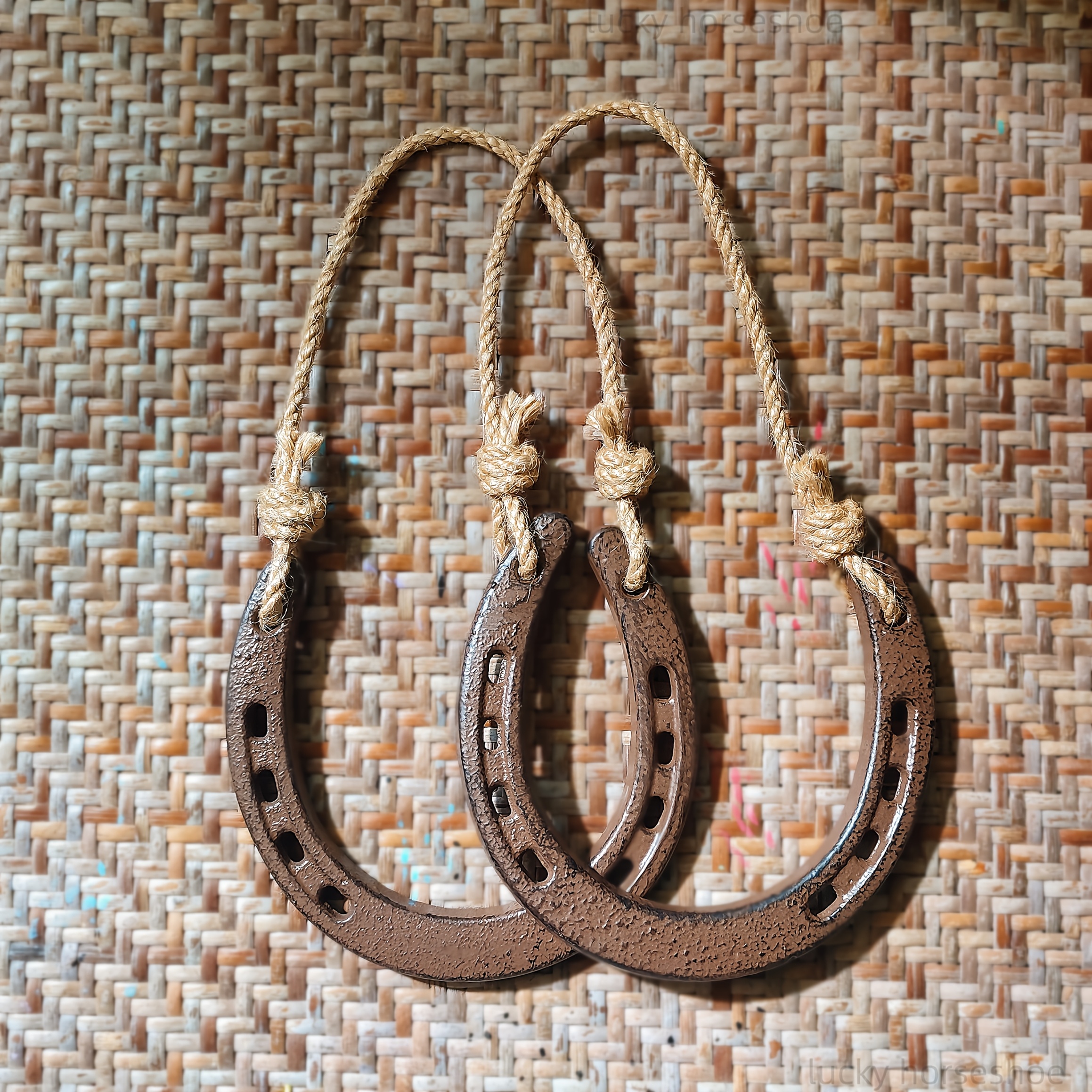 Image of 2pcs/ Horse Hoof Hemp Rope Pendant, Symbolizing Good Luck And . Christmas Decorations, Decor, Wedding Gifts, Door Decorations, Garden Decorations, Living Room Decorations, Office Decorations