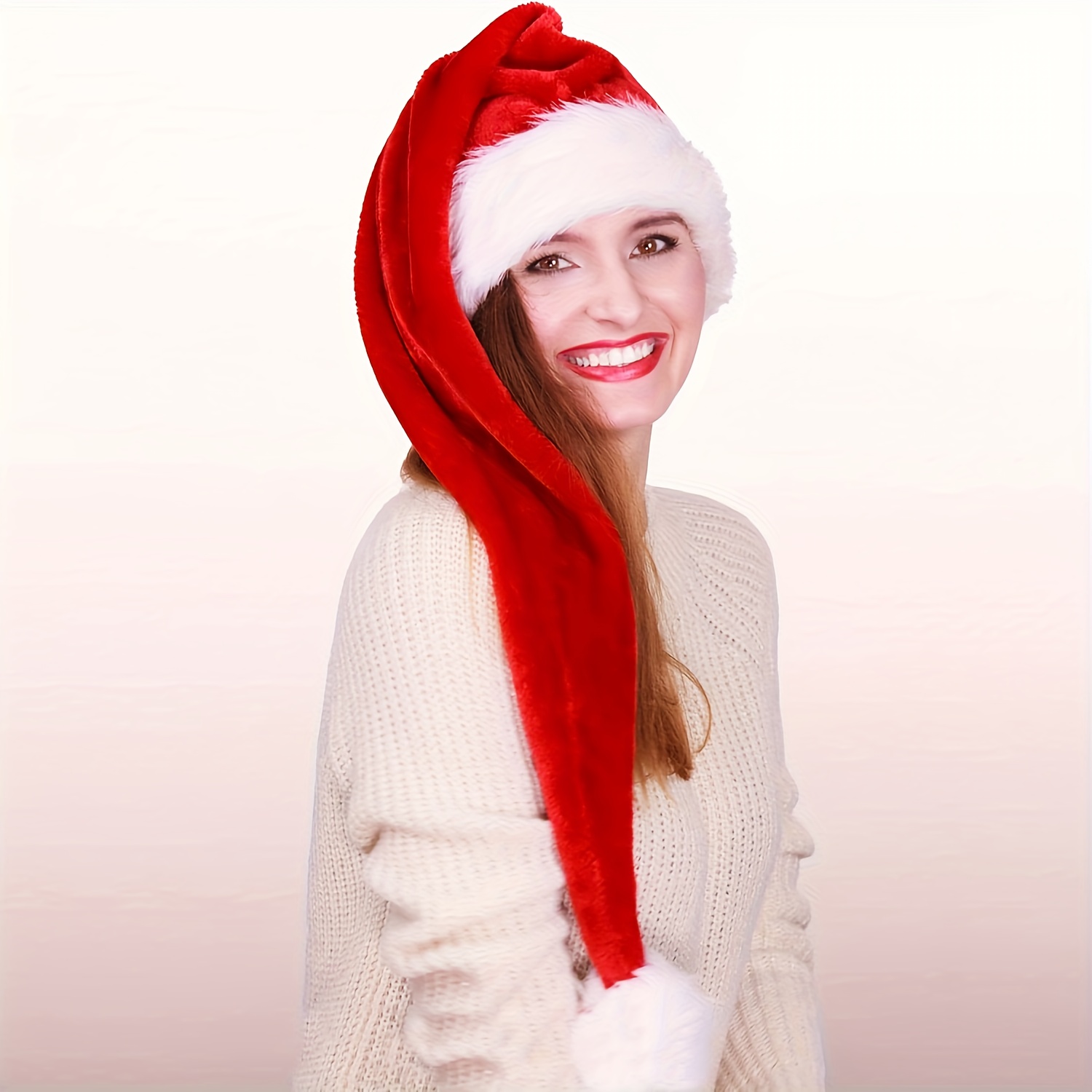 1 stuk - Extra Lange Pluche Kerstmuts voor Volwassenen - Rode Kerstmuts met Duurzame en Pluizige Decoraties, Geschikt voor Feestjes, Cadeaus en Hoofddeksels, Woondecoratie, Feestaccessoires, Kerstmuts, Cadeau-idee voor Halloween, Kerst, Nieuwjaar, Valentijnsdag en Feestelijke Gelegenheden
