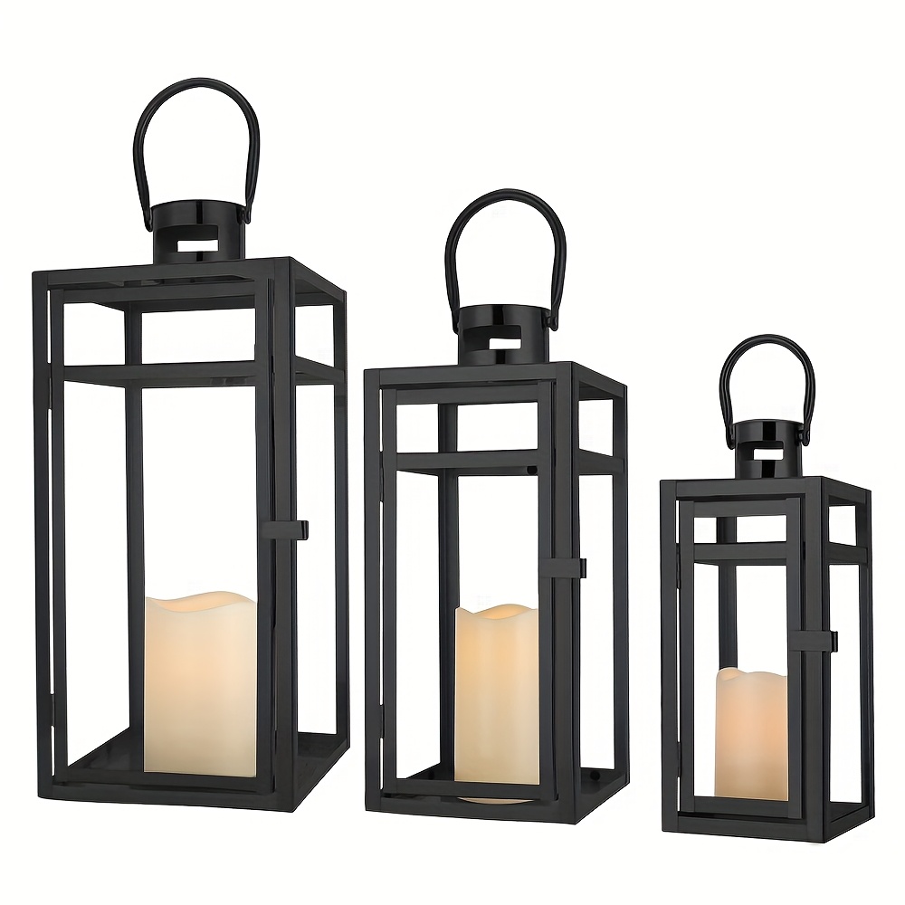 TIMRIS Set Di 2 Lanterne Decorative Rustiche In Legno E Metallo – Grandi Con Cassetto – Per Interni/Esterni - 3