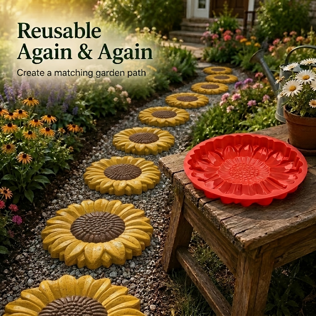 TEMU Moule pour de chemin , réutilisable pour la fabrication de pierres de jardin, de pierres de vue pour pelouse de cour, outil de décoration