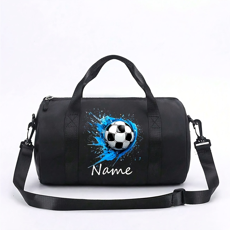 TEMU Personalized Custom Name And Message Tote Bag With Soccer Paint Splatter Pattern, Made Of Oxford Cloth, Large Capacity, With Interchangeable