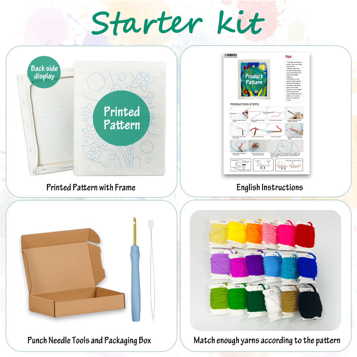 Punch Needle Embroidery Kit with Hoop, Beginner Friendly