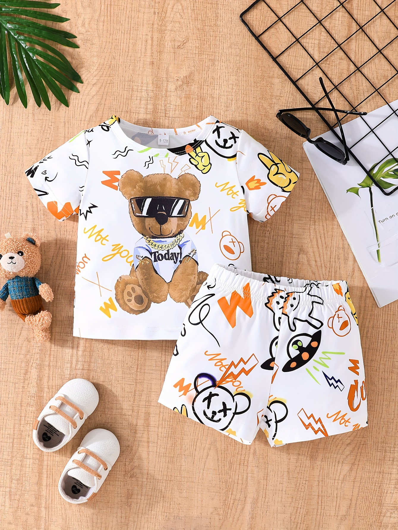 2pcs Toddler Boy Preppy style 100% Cotton Sailor Collar Shirt and Shorts Set