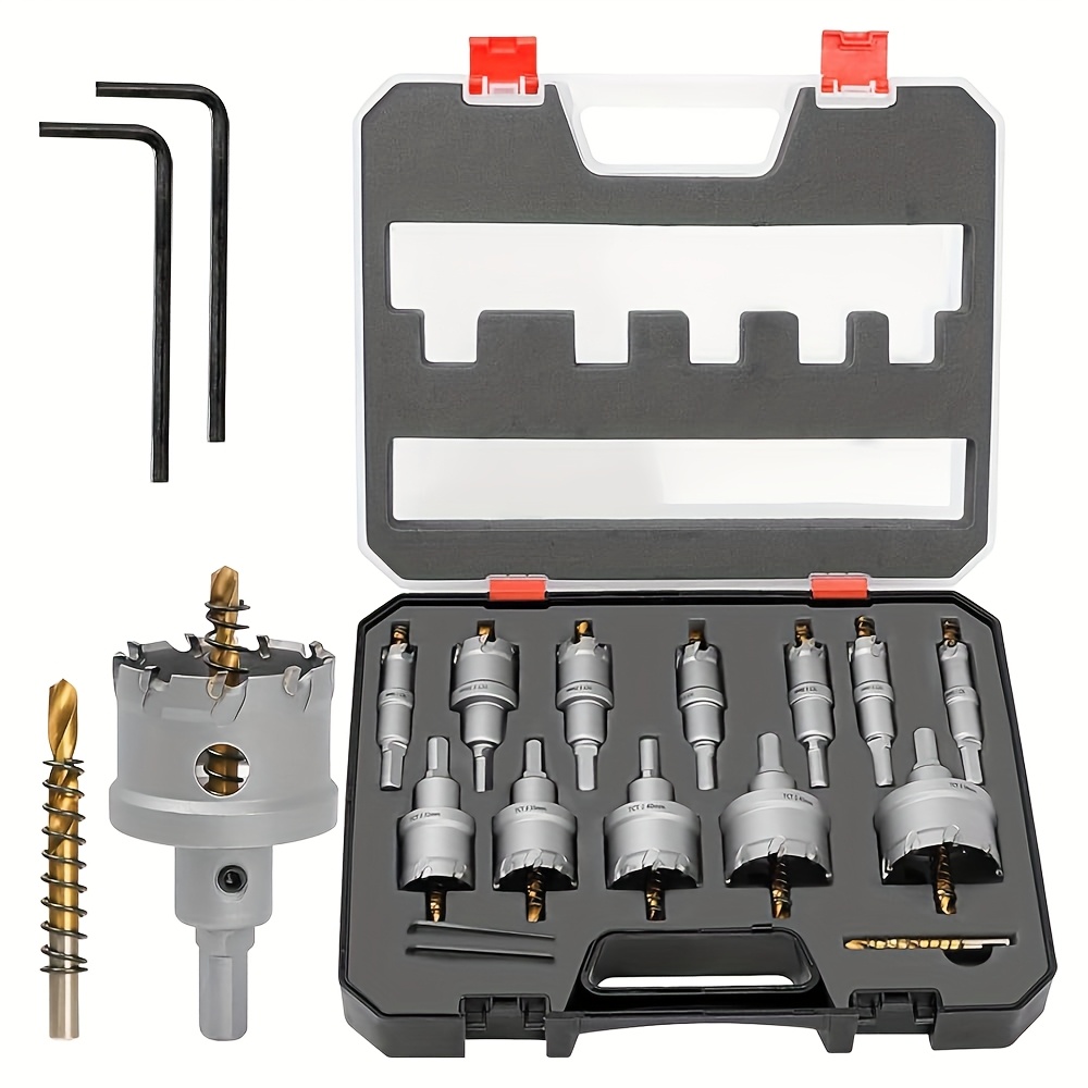TEMU 15pcs Carbide Kit, Triangular Shank Metal Steel Drill Bits, Upgrade Heavy Duty Carbide Hole Cutter With A Drill & 2pcs L-wrench, Set For Metal,