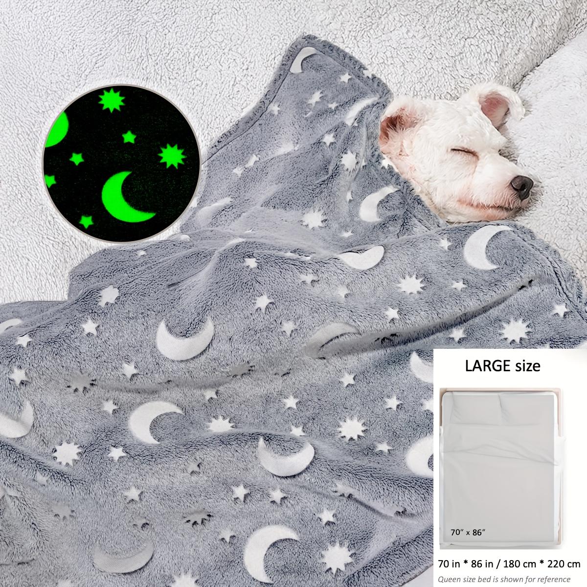 TEMU 1pc, Pet Blanket, Polyester Fiber, Machine Washable, Cartoon Pattern, For Small, Medium, Large Dogs, Dog Bed & Furniture Accessory