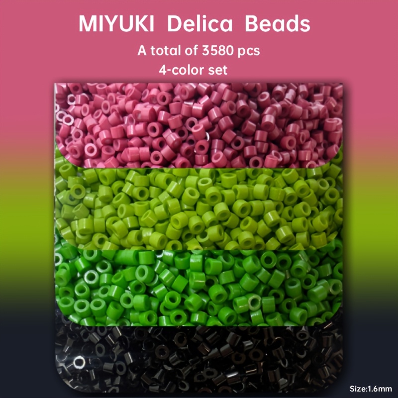 TEMU MIYUKI Perles Delica, Ensemble 4 Couleurs, Matériau en Verre, Total 3580pcs, 895pcs Par Couleur, Taille: 1.6Mm/0.063pcs, Total 20G, 5G/0.176Oz