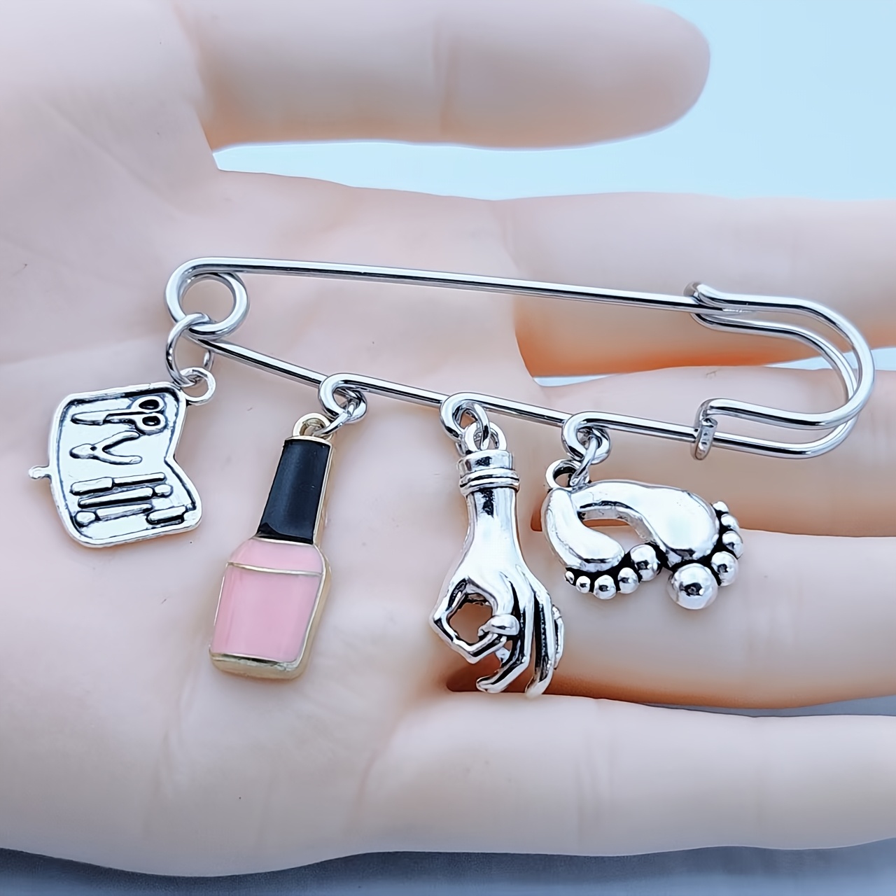 TEMU Mode ceinture épingle accessoire bricolage vernis à ongles outil de manucure seule main créatif fête des mères anti brillant broche