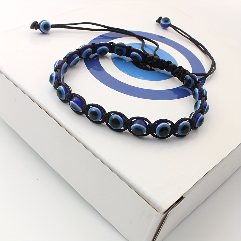 Evil Eye Bead Bracelet Glass Bead Men'S Women'S Adjustable Braided
