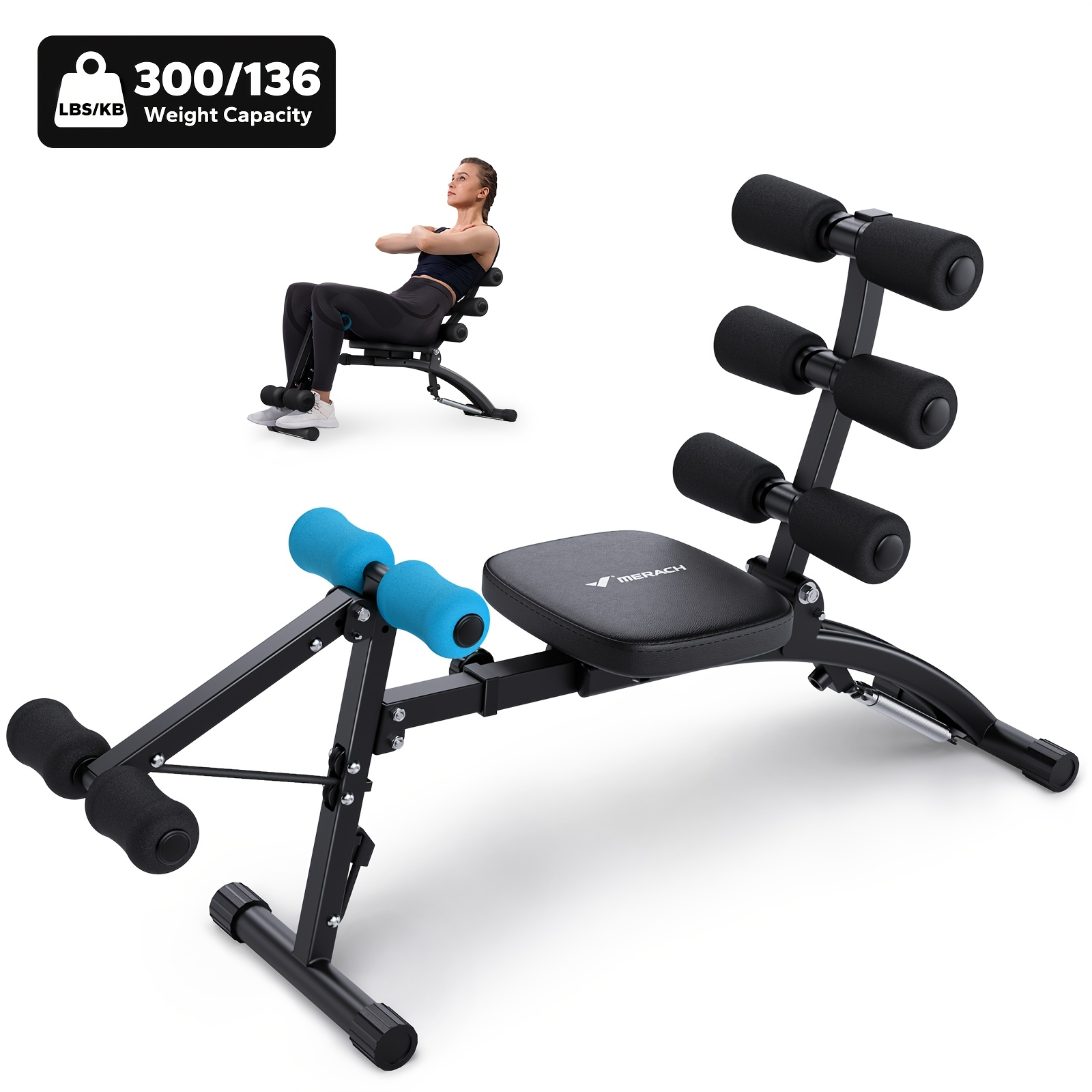 TEMU Merach Adjustable Weight Bench For Full Body Workout, Press Bench Of Home Gym Strengthtraining, Exercise Machine For Ab, Arm, Leg. Sit Up Machine For Abdominal, Workout Equipment For Home Use