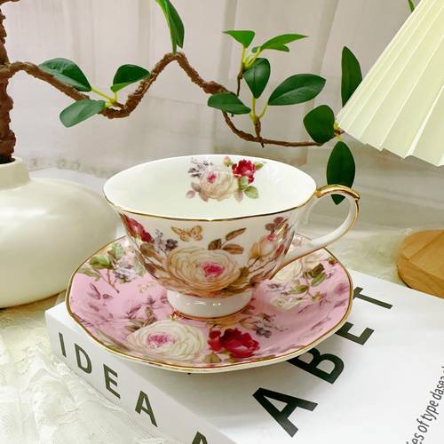 elegant european bone china tea set ceramic coffee cup saucer reusable insulated for hot and cold beverages afternoon tea home use