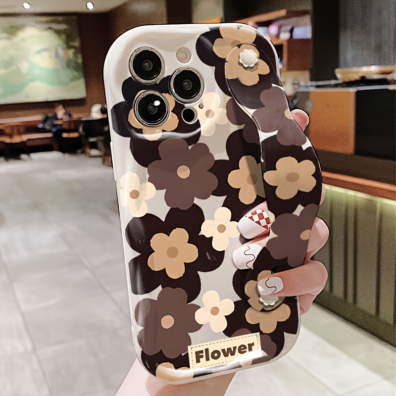 TEMU de Teléfono con Pantalla Completa y Diseño de Flores Marrones, Compatible con iPhone 16 Pro Max/15/14/13/12/11, Galaxy