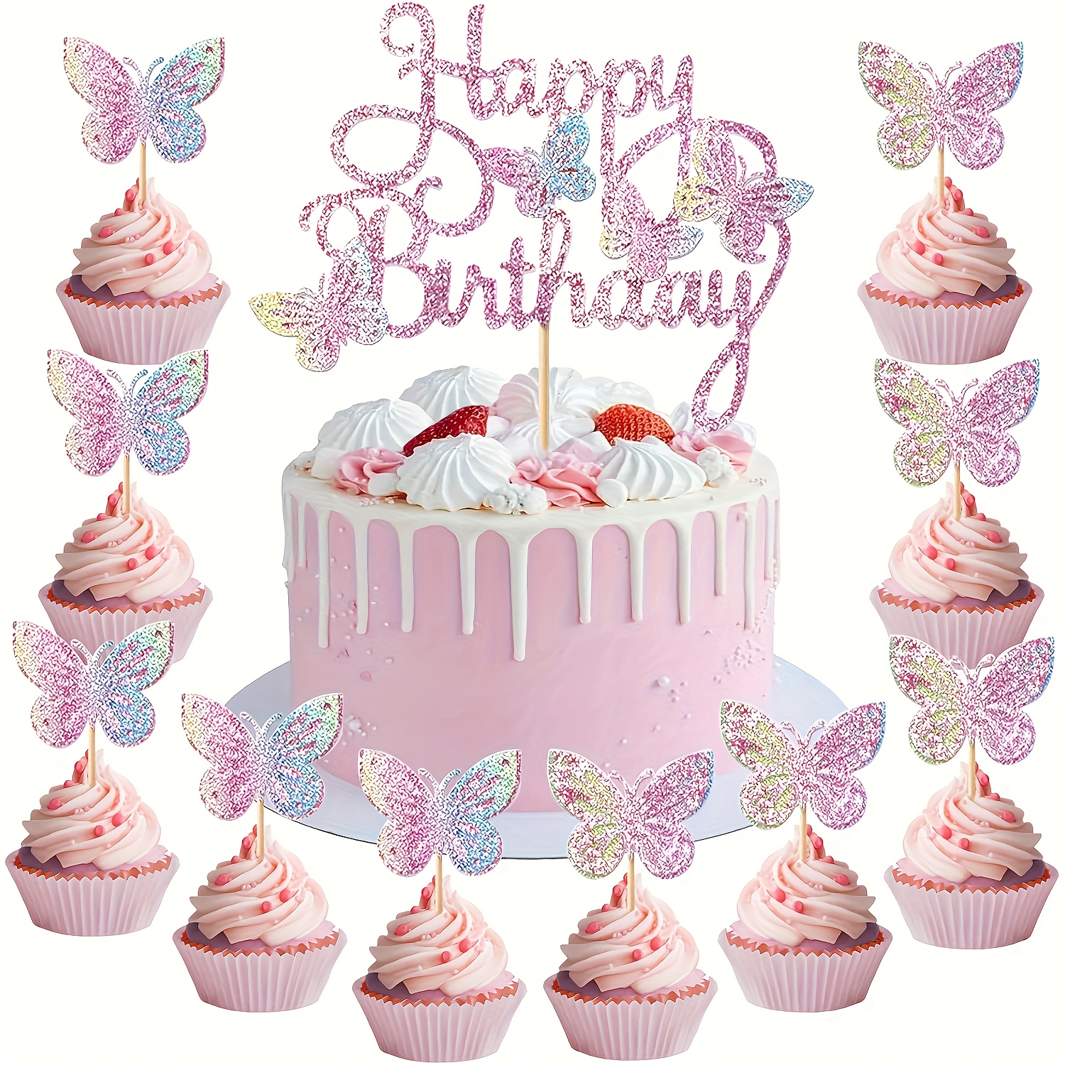 Image of 13pcs Cake Toppers/cupcake Toppers, Colors Suit For Wedding, Birthday, Baby Shower, Anniversary Theme Cupcake Toppers, Anniversary Celebration, Baby Shower Decor, Whimsical Party Decor